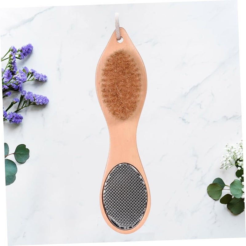 Wooden Pedicure File Double Sided with Pumice Stone Brush Foot Exfoliating Tool - Image 3